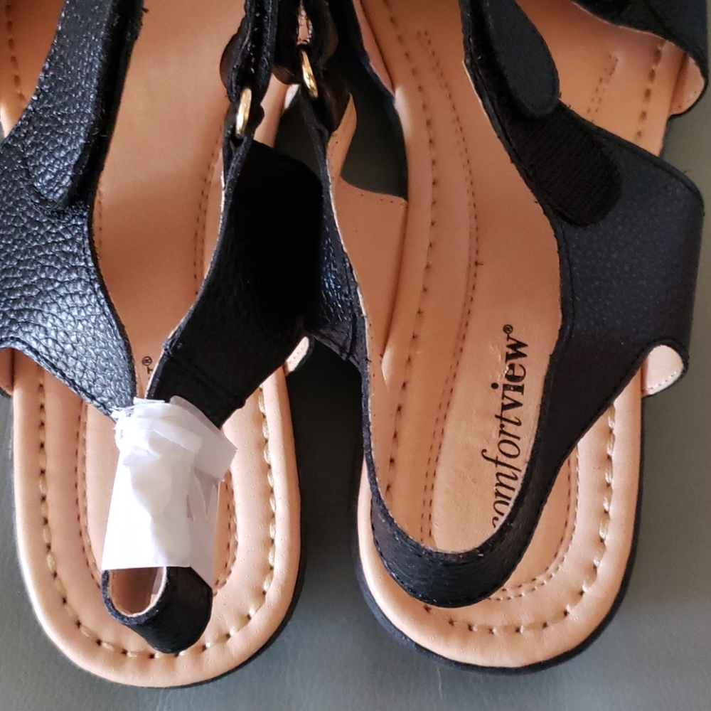 COMFORTVIEW WW BLACK SANDALS - Picture 3 of 10